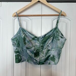 Guess Blue‎ And Green Corset Style Crop Top Size XL